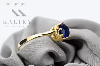 14K Жовте золото Сапфір Каблучка Вінтаж vrc366y